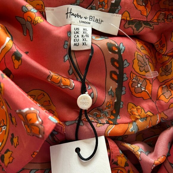 NWT Haver + Blair Burnt Orange Paisley Print Button-Up Blouse XL - Picture 11 of 16